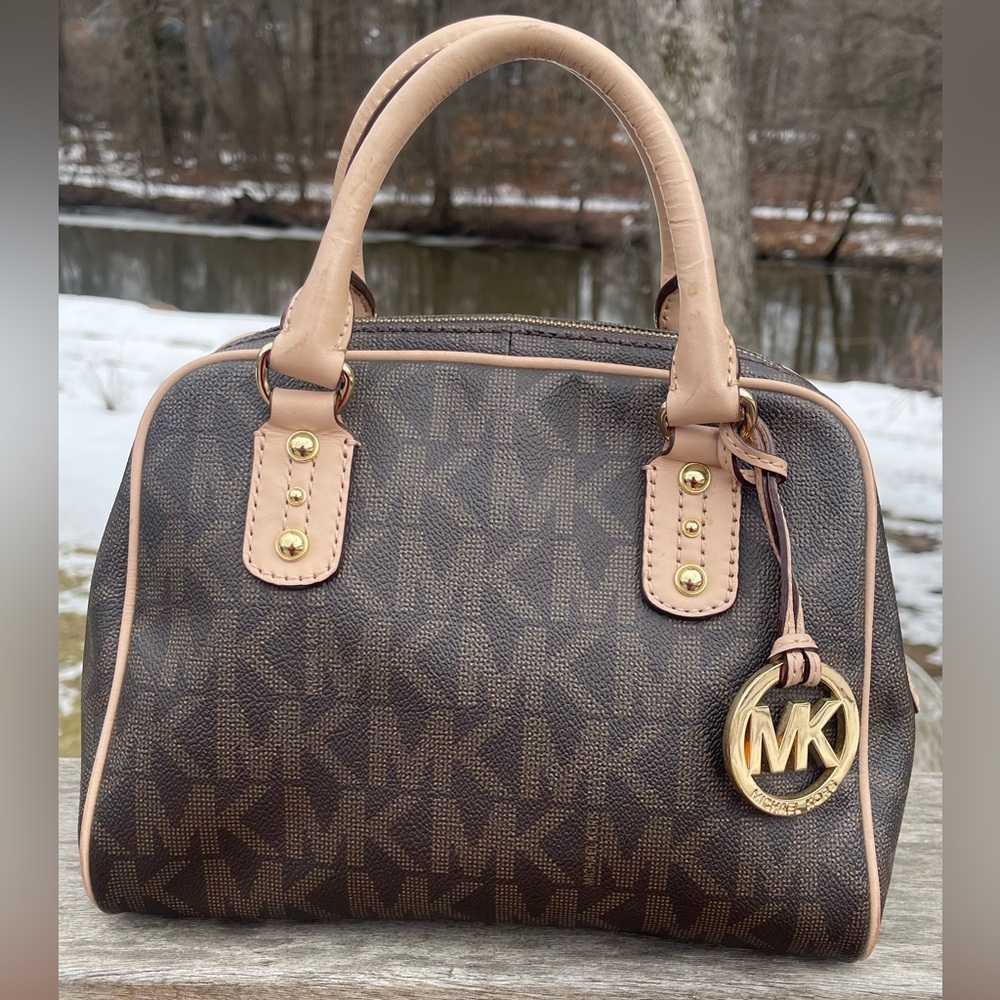 Michael Kors Dark Brown Signature Satchel Mini Bowler